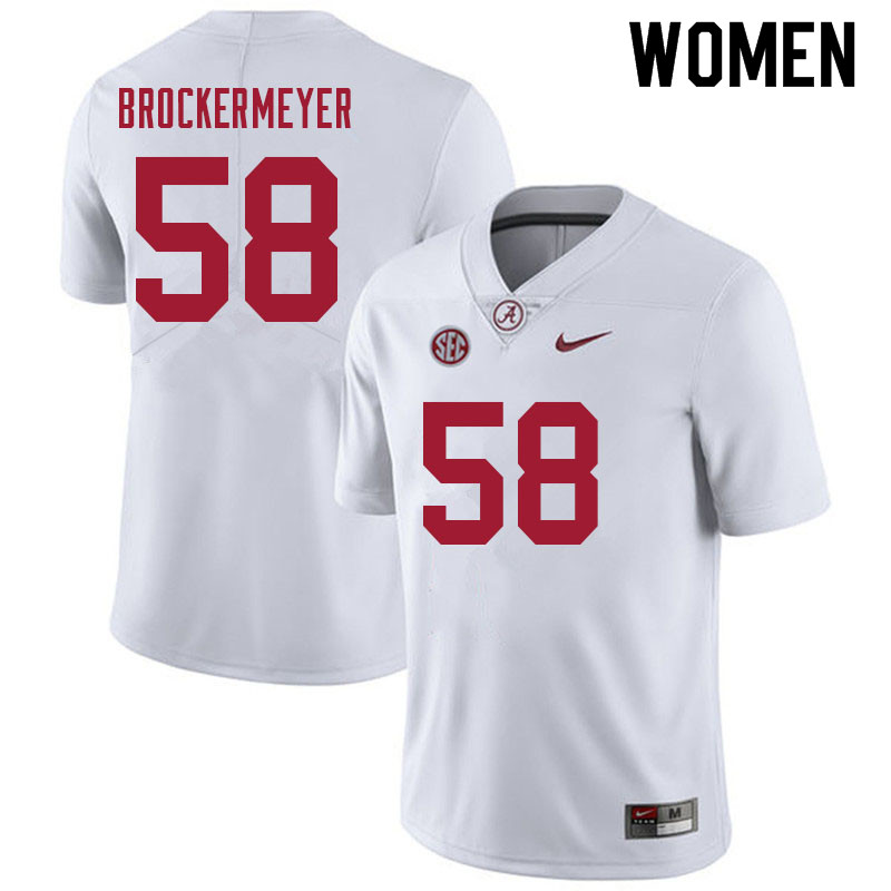 Alabama Crimson Tide Women's James Brockermeyer #58 White NCAA Nike Authentic Stitched 2021 College Football Jersey NC16L08QR